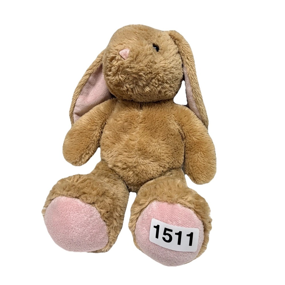 Build-A-Bear Bunny Plush Tan Pink Paw Soft Stuffed Animal BAB Rabbit Toy
